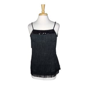 Express Vintage Fringe & Sequin Open Back Top Small